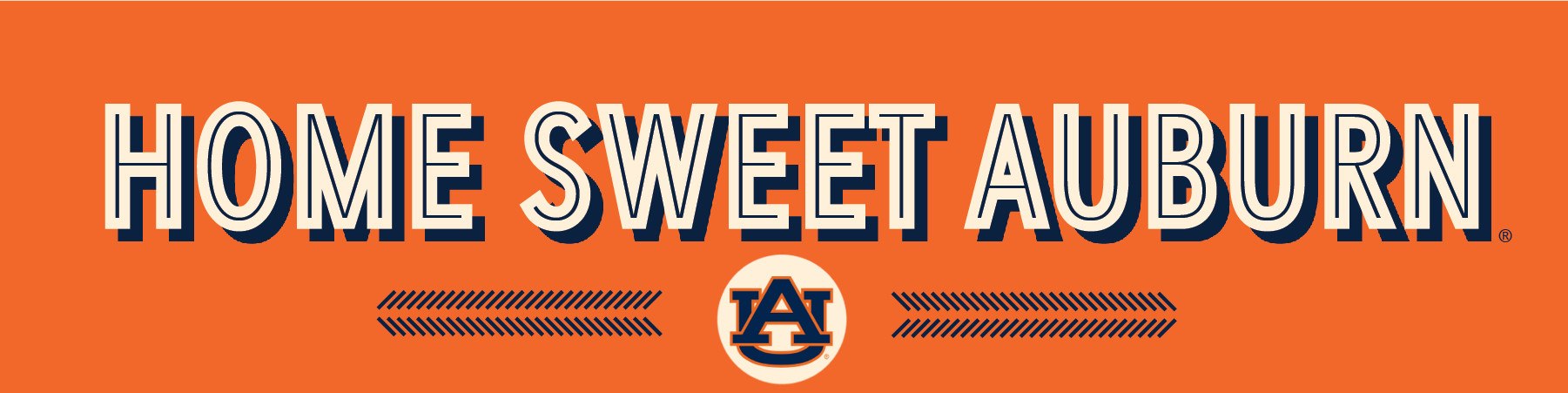 "Home Sweet Auburn" Banner with bold text and interlocking AU logo